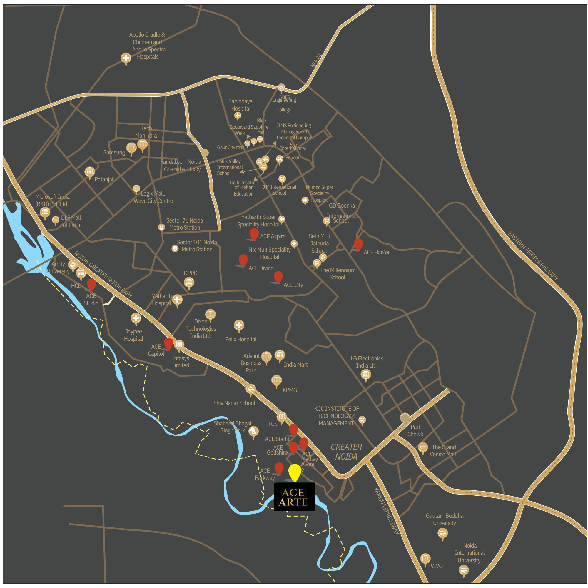 ACE ARTE location map — Sector 150 Noida